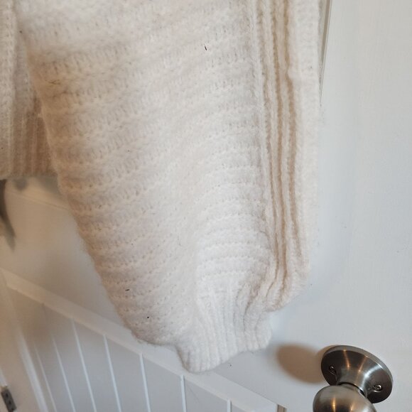 Free People Carter Pullover  L/G Cream Knit Chunky Sweater - Picture 7 of 8